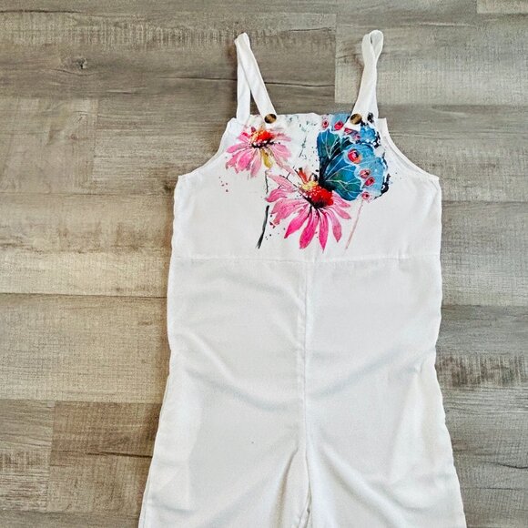 Lightweight jumpsuit with POCKETS and floral print on bib (size S) - Picture 4 of 11